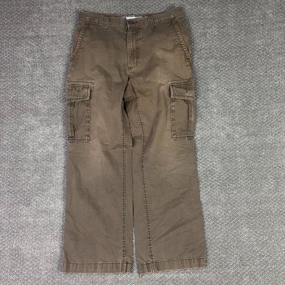 Vintage Old Navy Loose Cargo Pants Men's 31 x 30 Fits 32 x 29 Brown Baggy - Picture 2 of 12